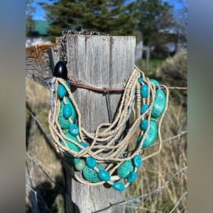 New! Deadstock CHICOS Dyed Howlite Multi Strand Statement Necklace